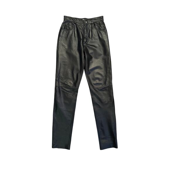 Wilson’s Maxima Black Genuine Leather High Rise Straight Leg Pants Vintage Sz 10 - Picture 1 of 12